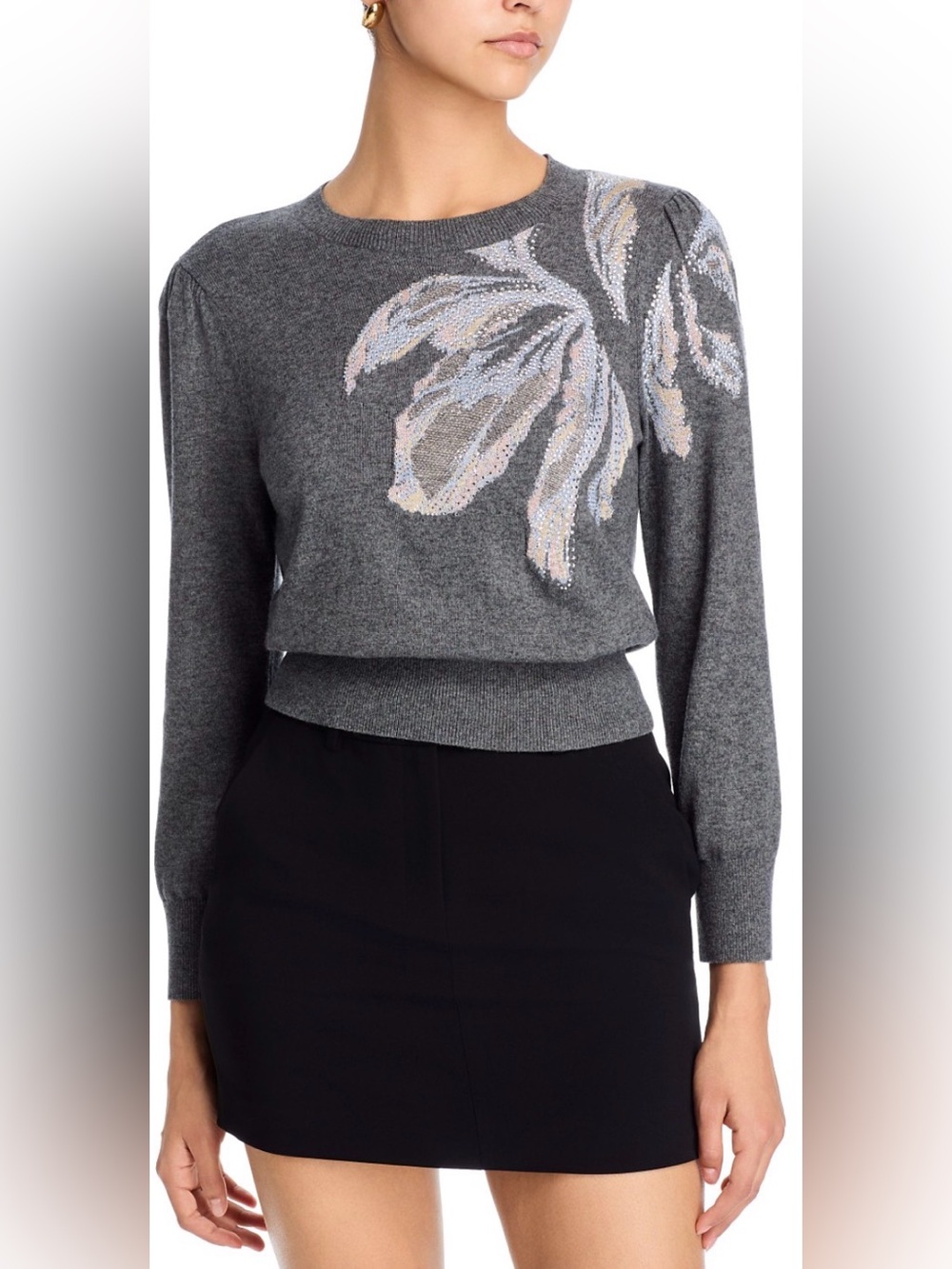 Cinq a Sept Multi Tulip Pullover Sweater inDark Heather